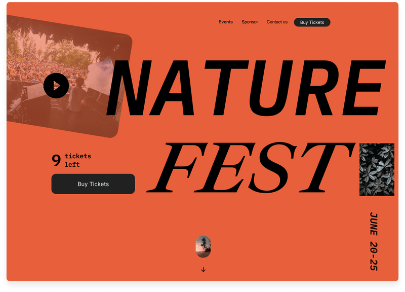 Nature fest website landing page